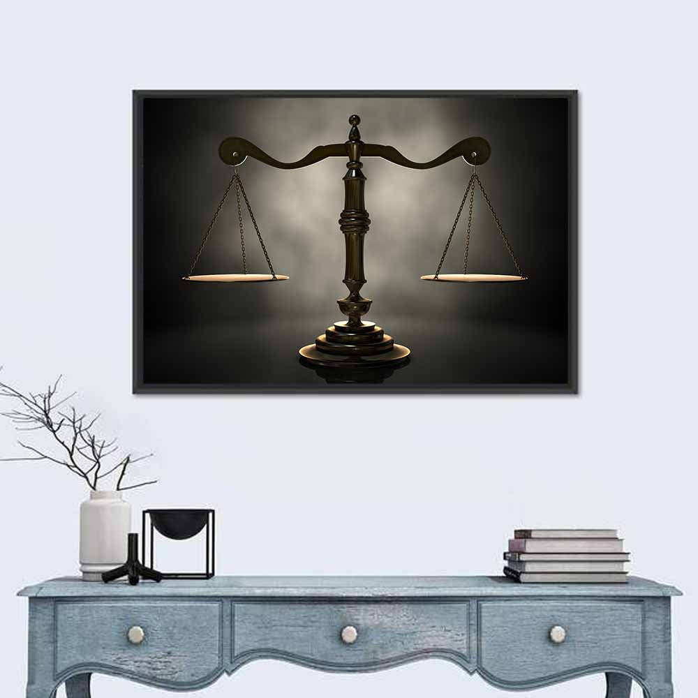Scales of Justice Wall Art in a room, landscape