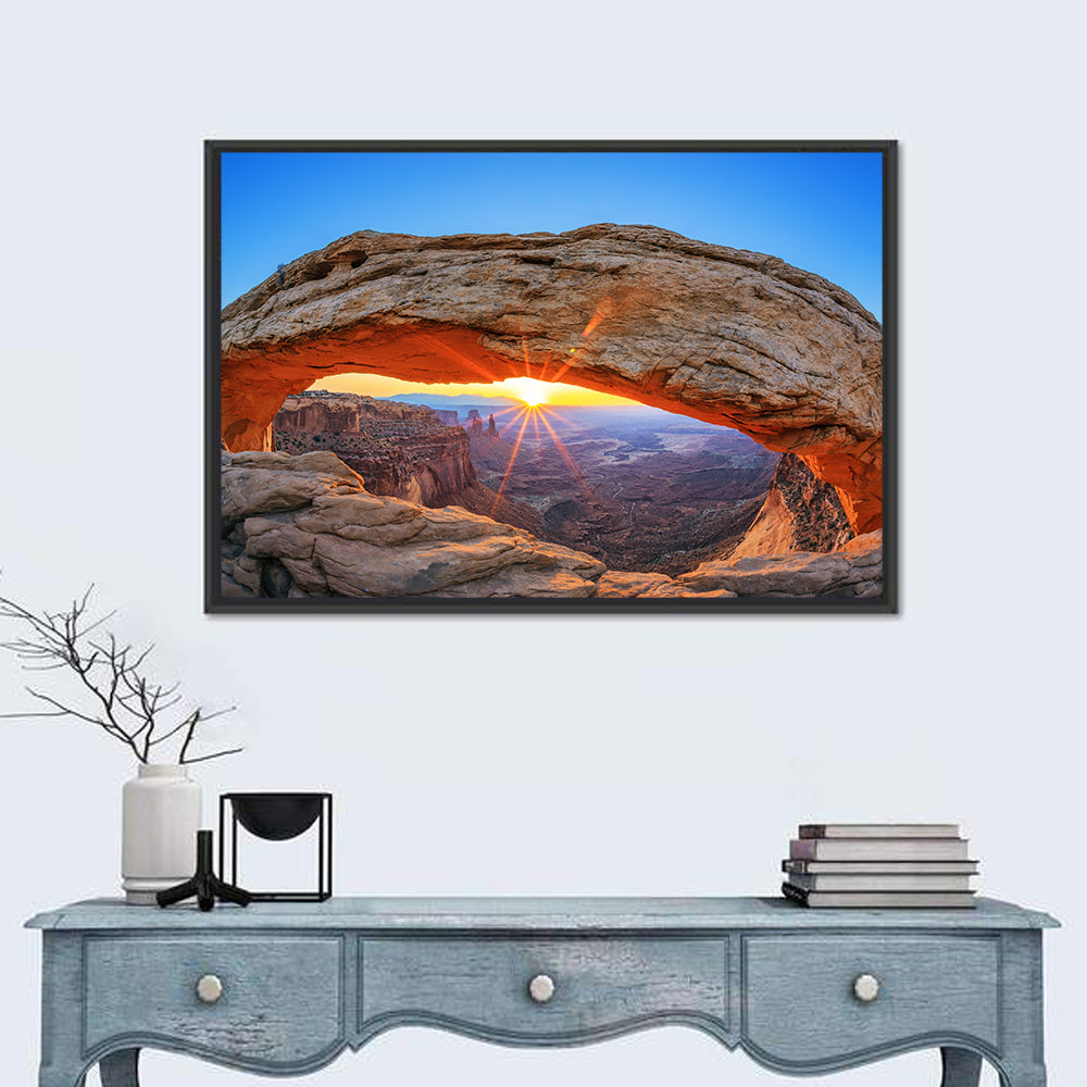Mesa Arch Sunburst Wall Art in a room, landscape