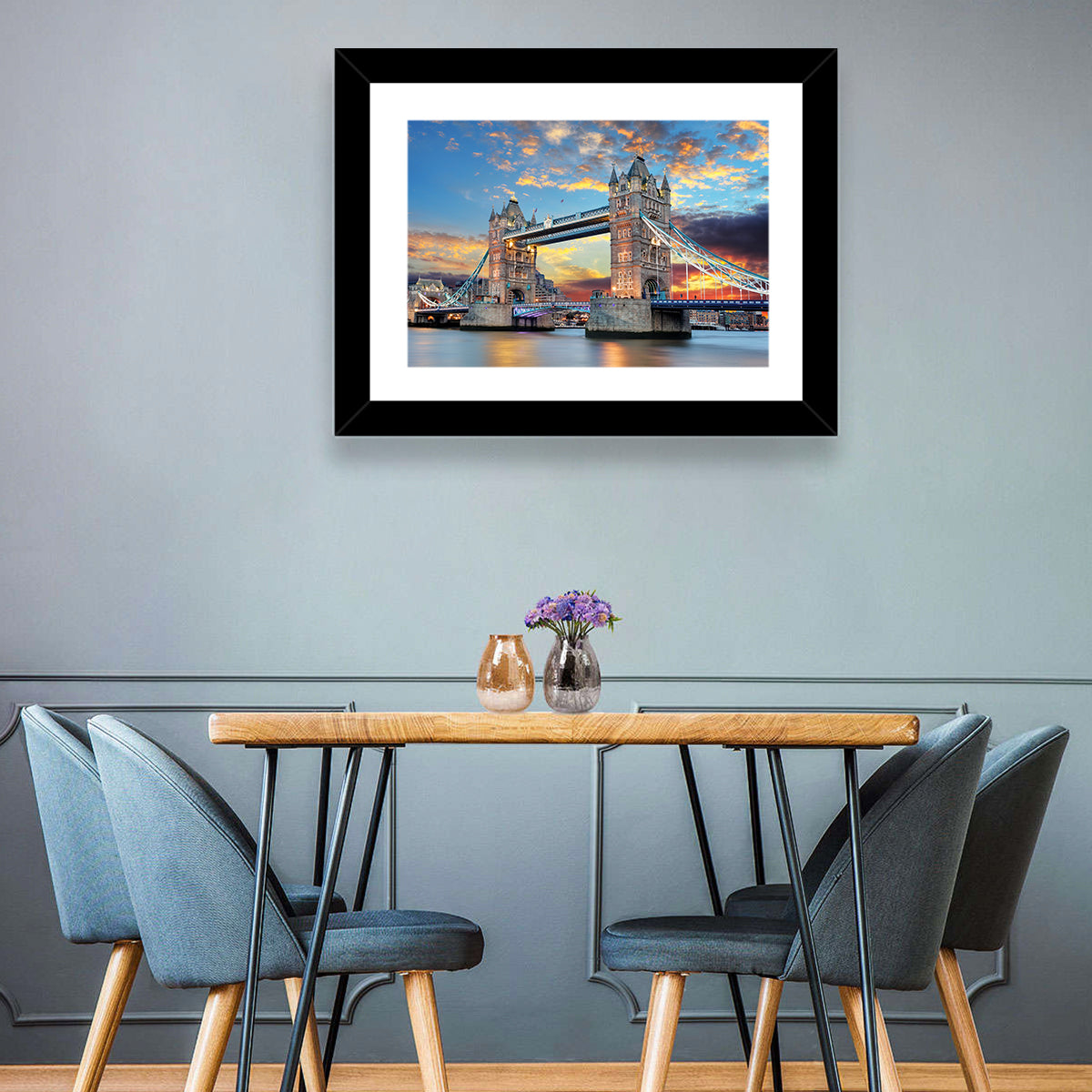 Tower Bridge at Sunset Wall Art in a room, landscape