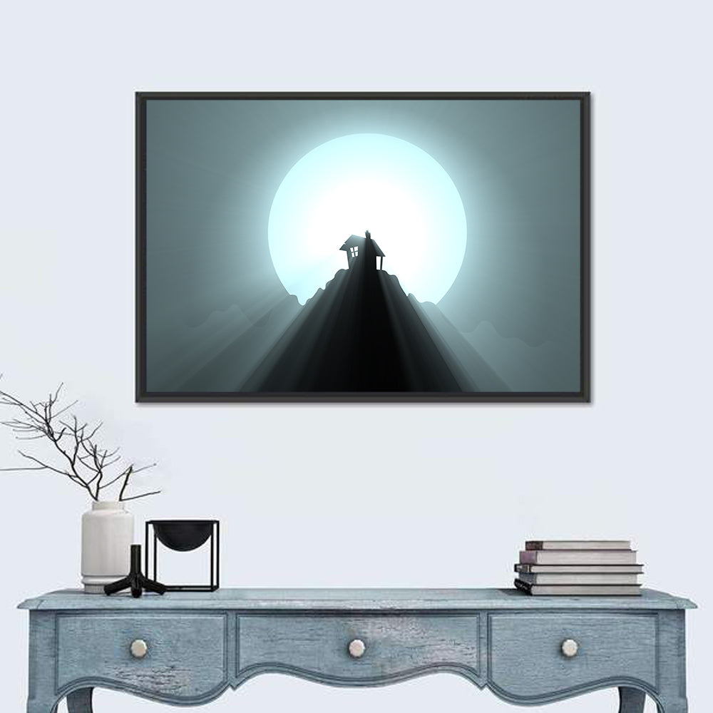 Moonlit Mountain Hut Wall Art