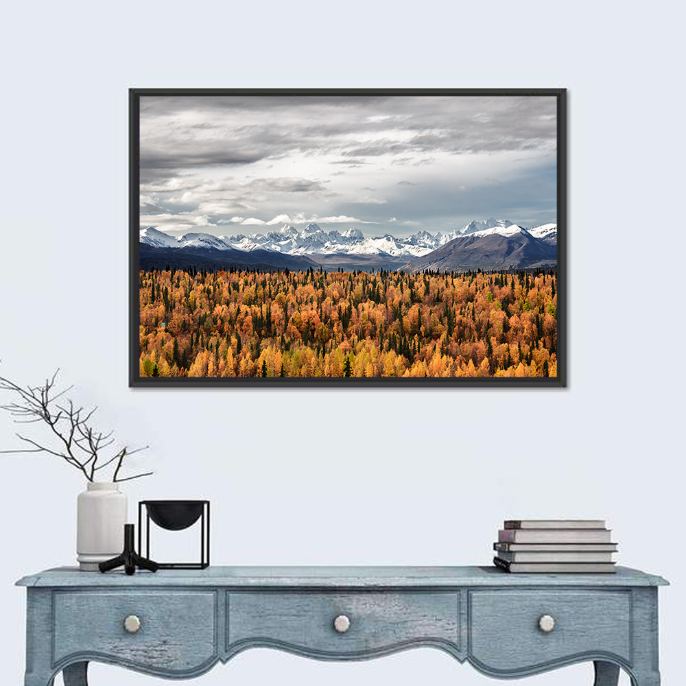 Talkeetna Autumn Landscape Wall Art in a room, landscape