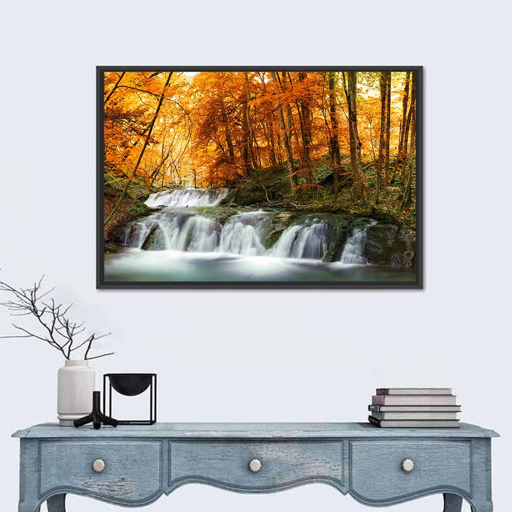 Autumn Forest Waterfall Wall Art