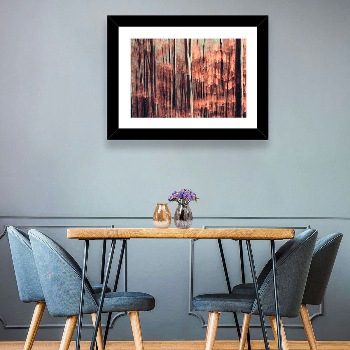 Autumn Forest Blur Wall Art in a room, landscape