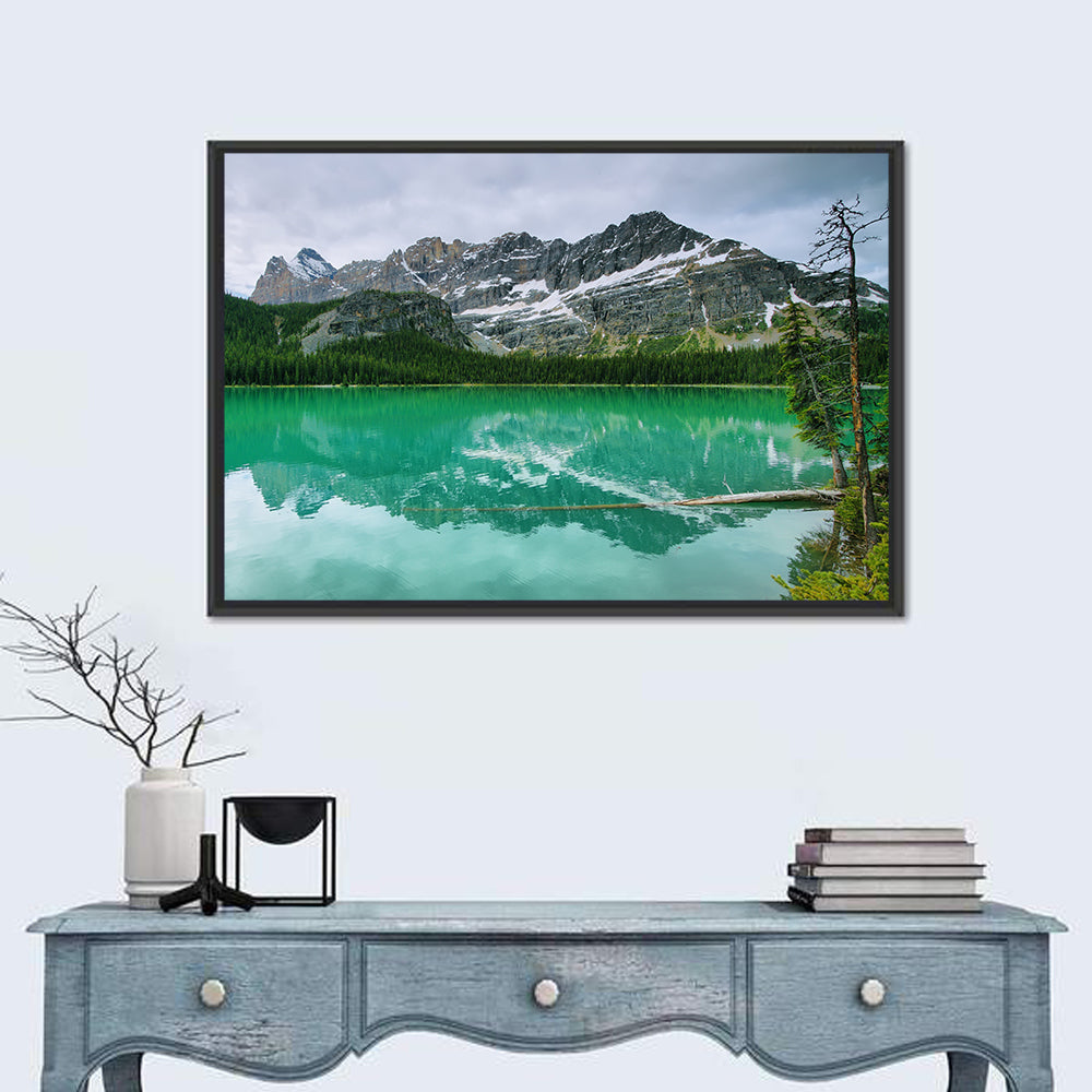 Lake O'hara Reflection Wall Art in a room, landscape