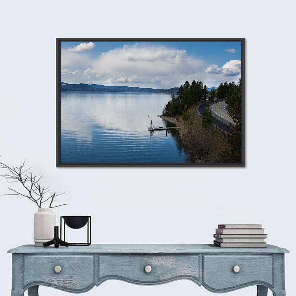 Coeur D'alene Lakeshore View Wall Art in a room, landscape