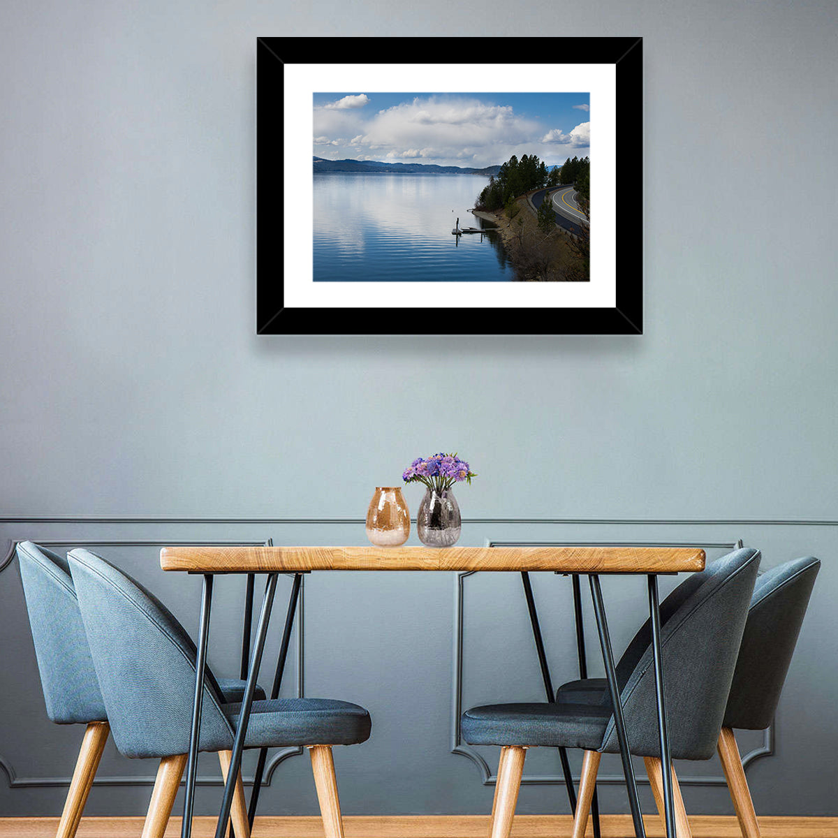 Coeur D'alene Lakeshore View Wall Art in a room, landscape