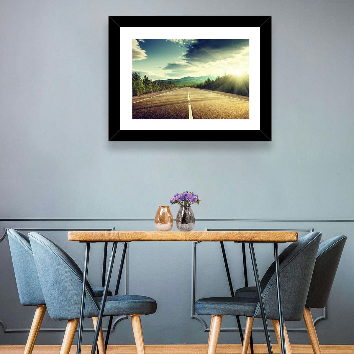 Sunlit Asphalt Road Wall Art