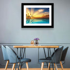 Turquoise Sunset Over Palm Island Wall Art