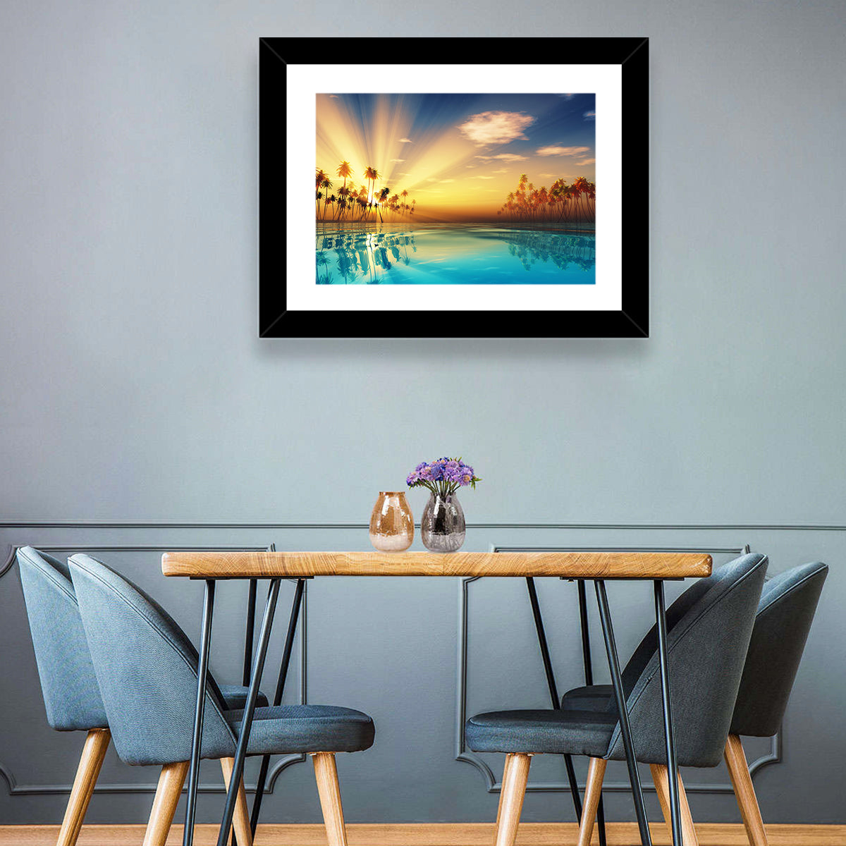 Turquoise Sunset Over Palm Island Wall Art