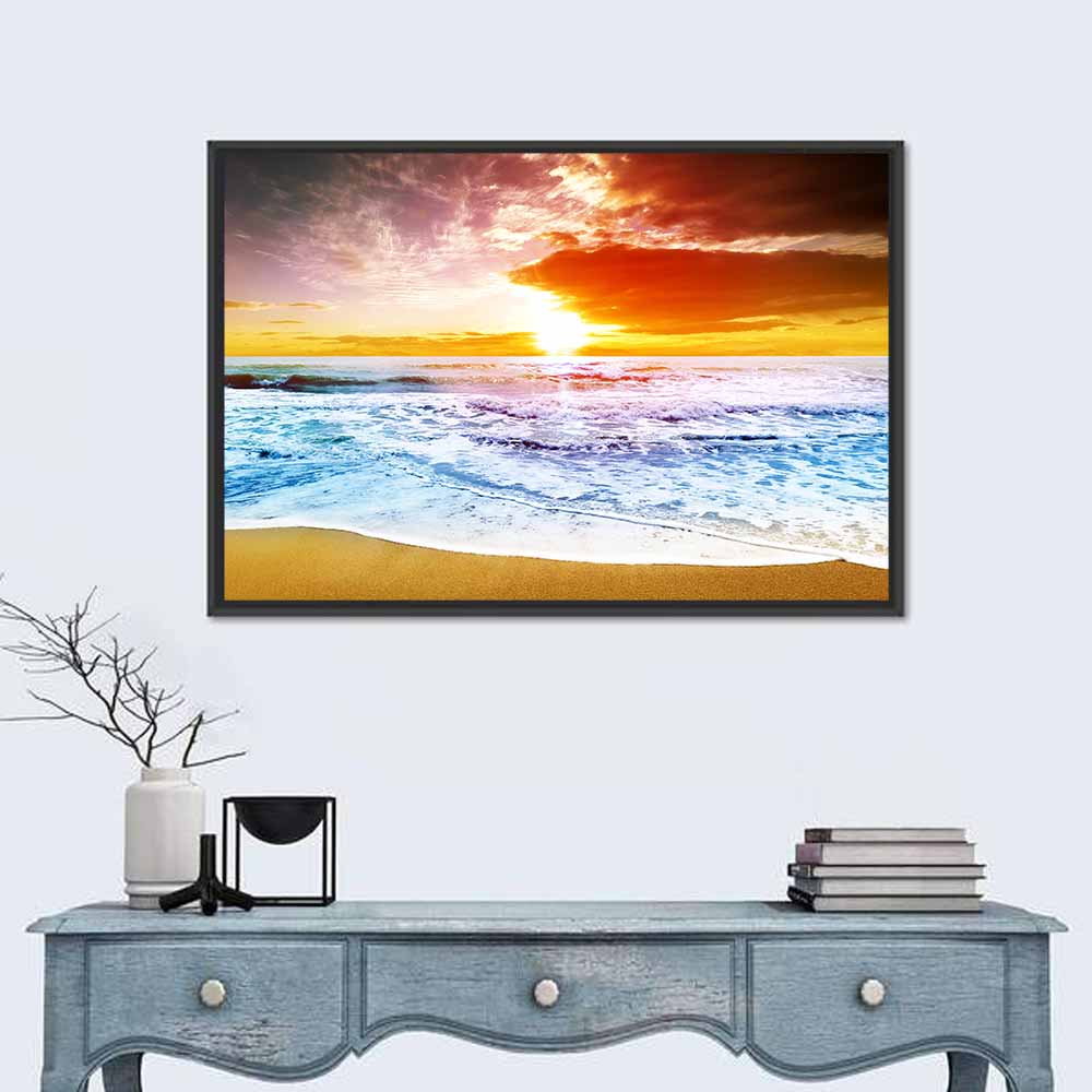 Golden Beach Sunset Wall Art