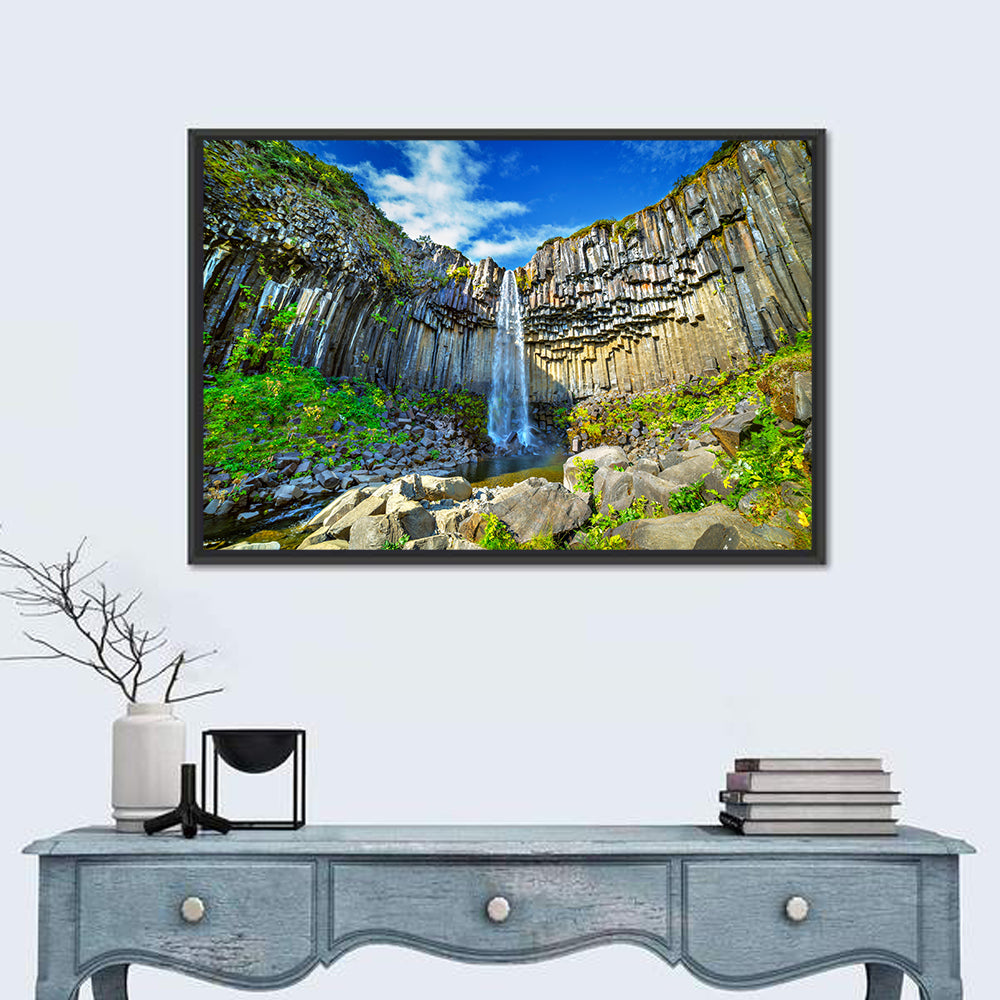 Svartifoss Basalt Falls Wall Art in a room, landscape