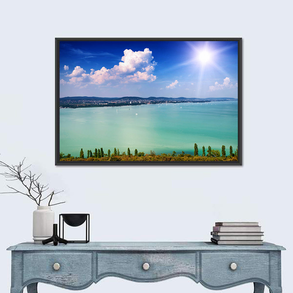 Tihany View Lake Balaton Wall Art in a room, landscape