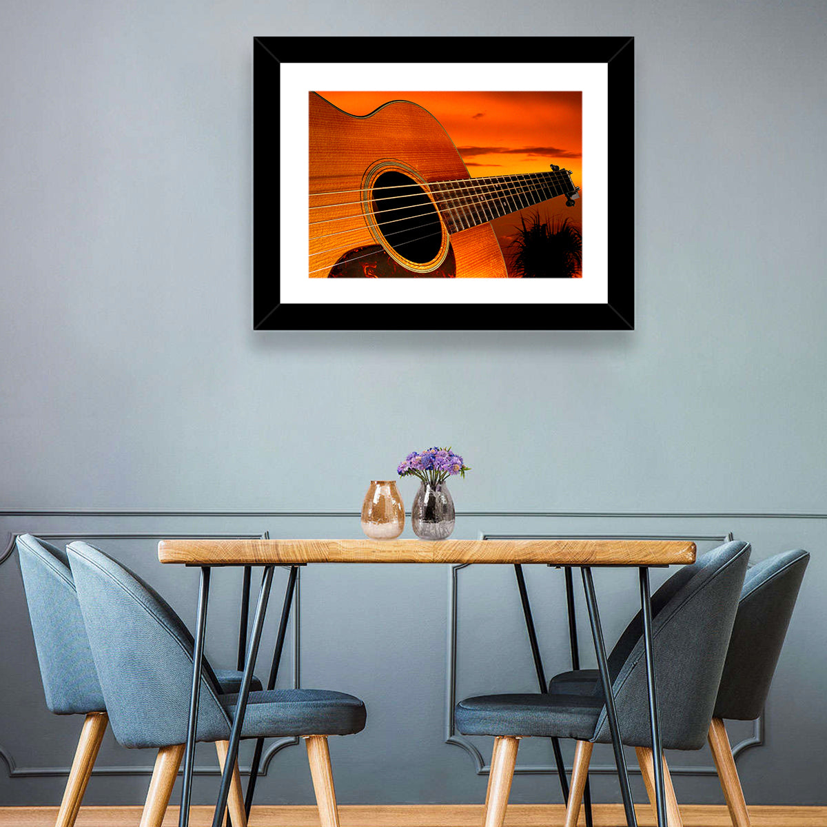 Acoustic Guitar Sunset Wall Art