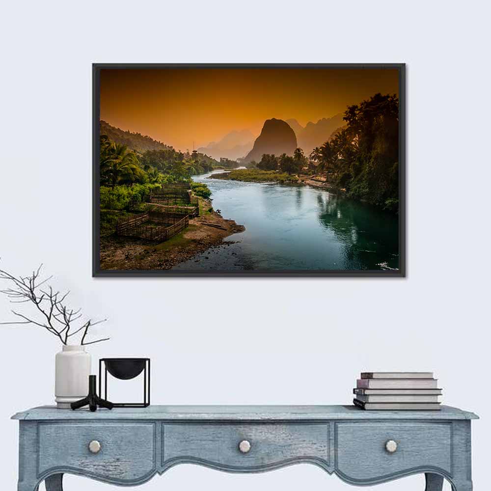Nam Song River Wall Art in a room, landscape