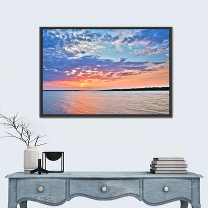 Cloudy Lake Sunset Wall Art