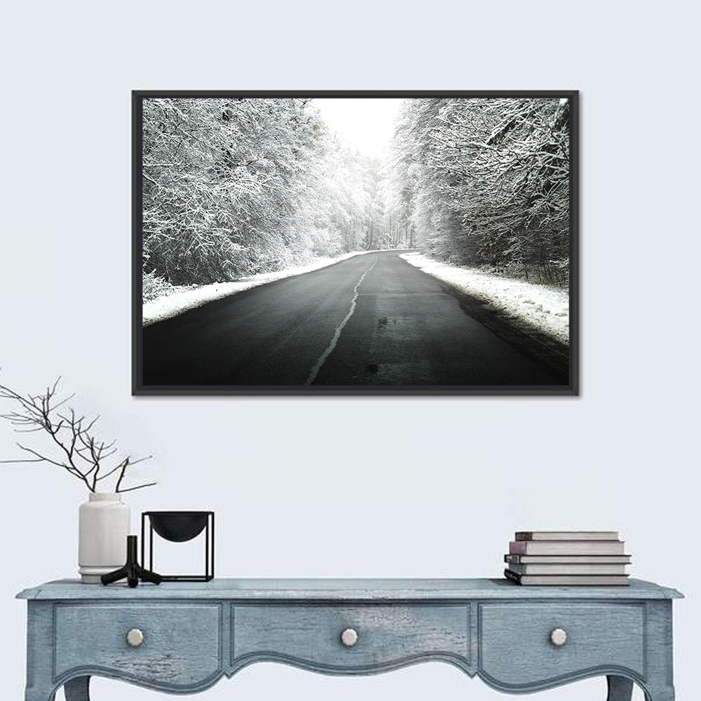 Glowing Winter Road Wall Art