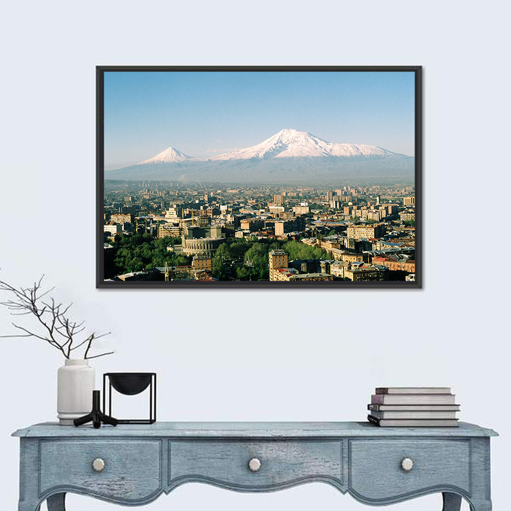Mount Ararat Over Yerevan Wall Art in a room, landscape