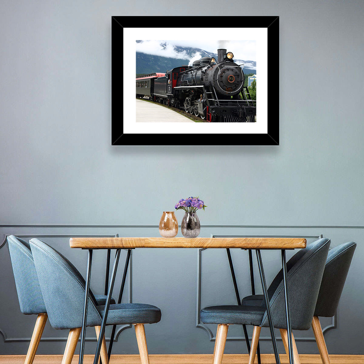 Skagway Steam Locomotive No. 73 Wall Art in a room, landscape