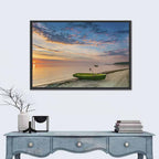 Green Rowboat at Sunrise Wall Art