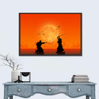 Moonlit Samurai Duel Wall Art