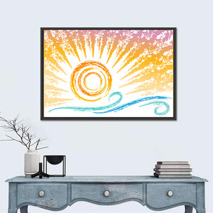 Sun & Waves Illustration Wall Art