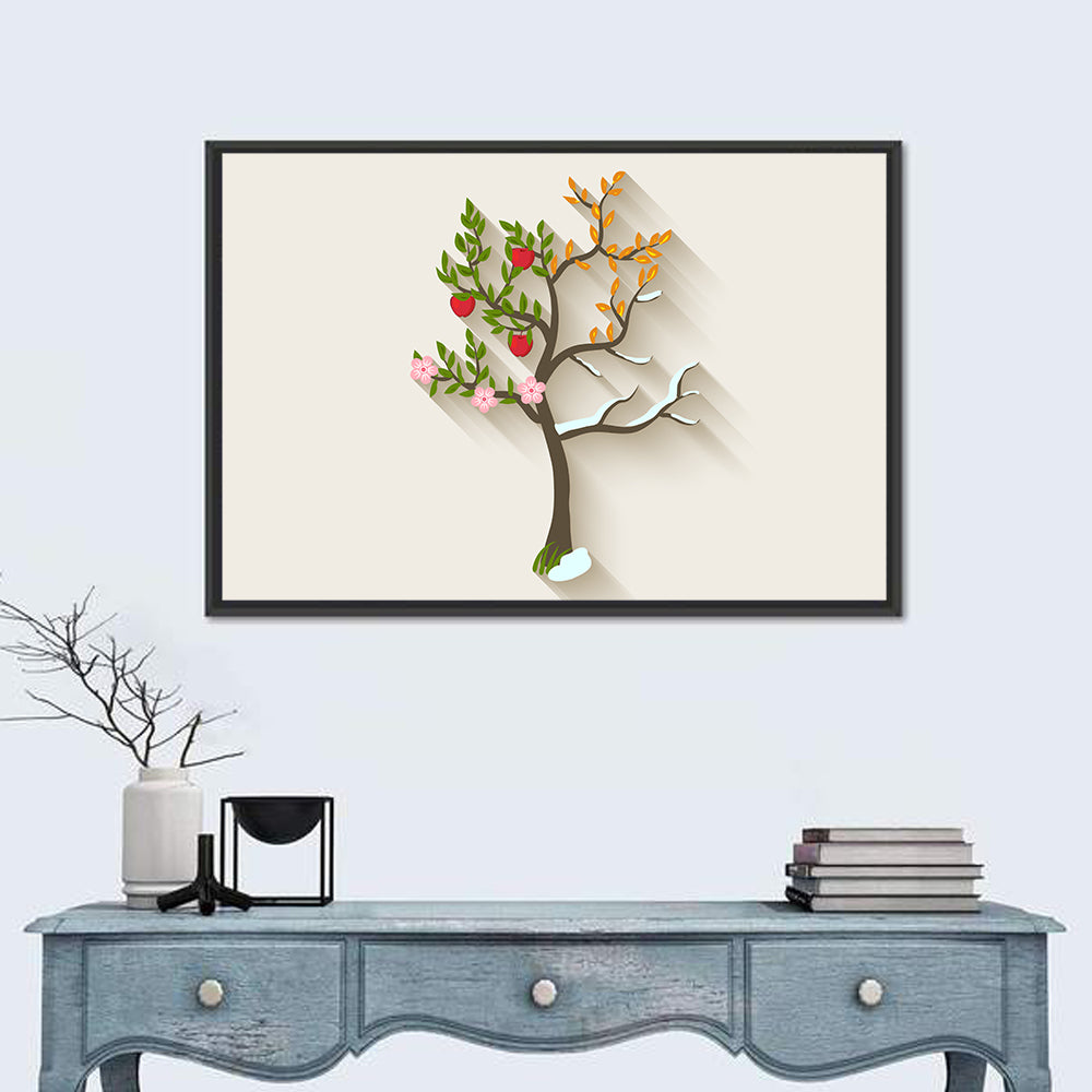 Four Seasons Tree Wall Art in a room, landscape