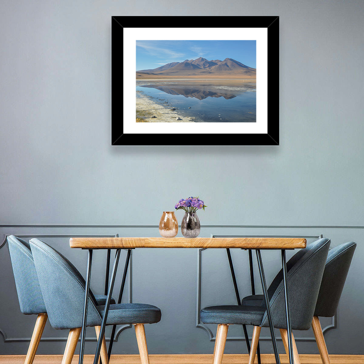 Sur Lipez Salt Lake Reflection Wall Art in a room, landscape