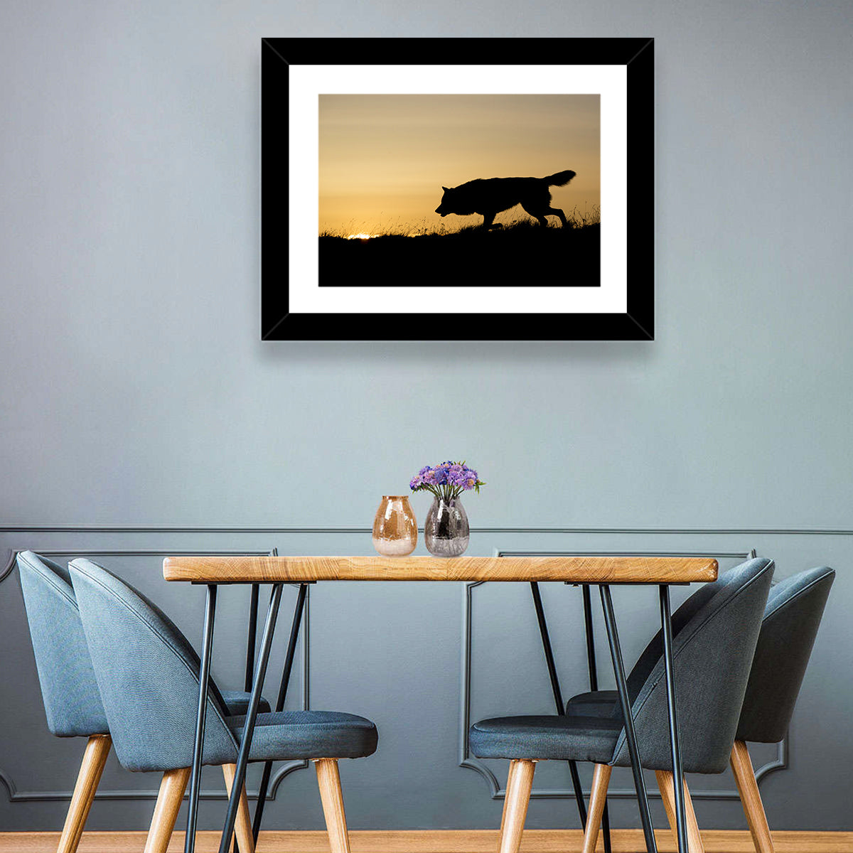 Wolf at Golden Horizon Wall Art