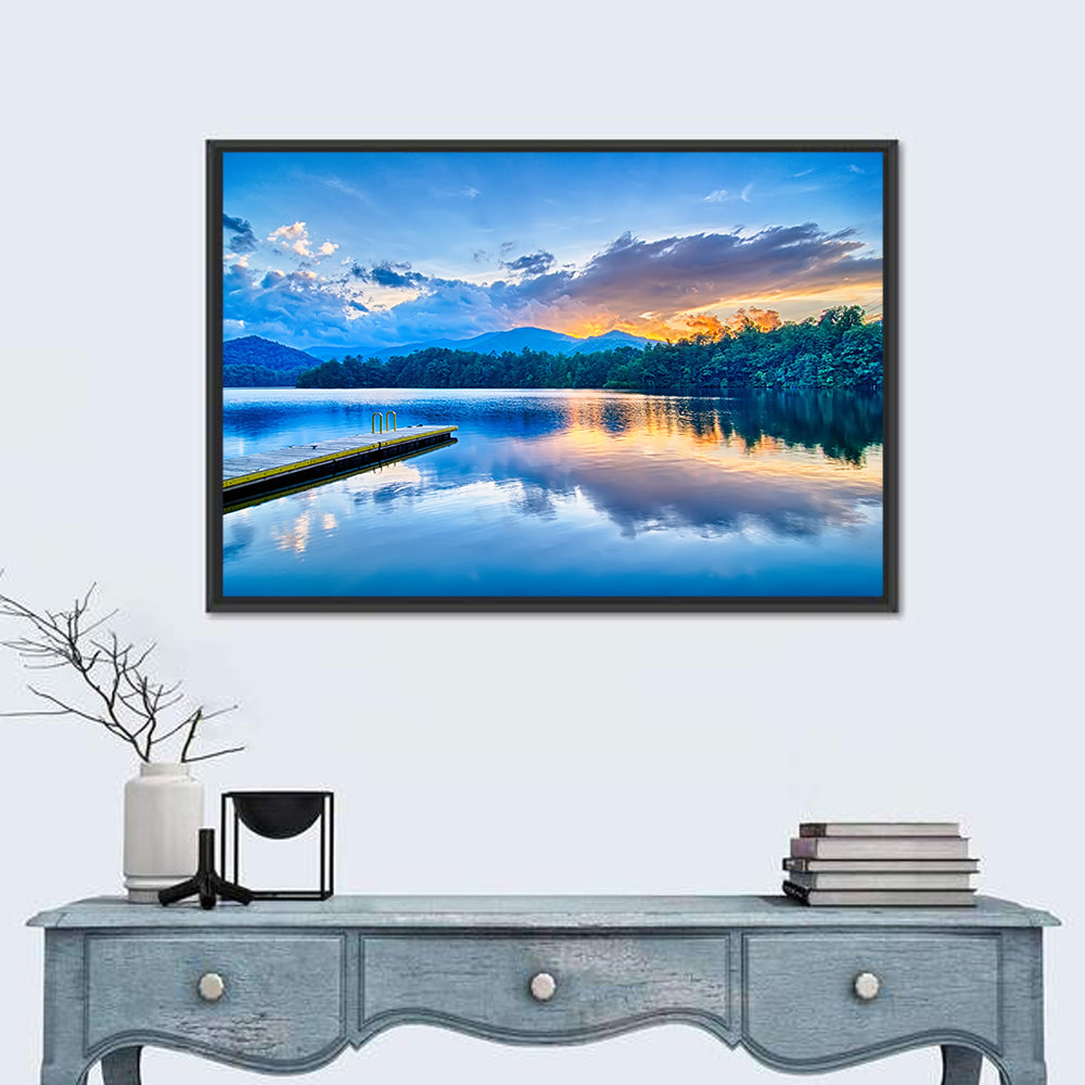 Santeetlah Lake at Golden Hour Wall Art in a room, landscape