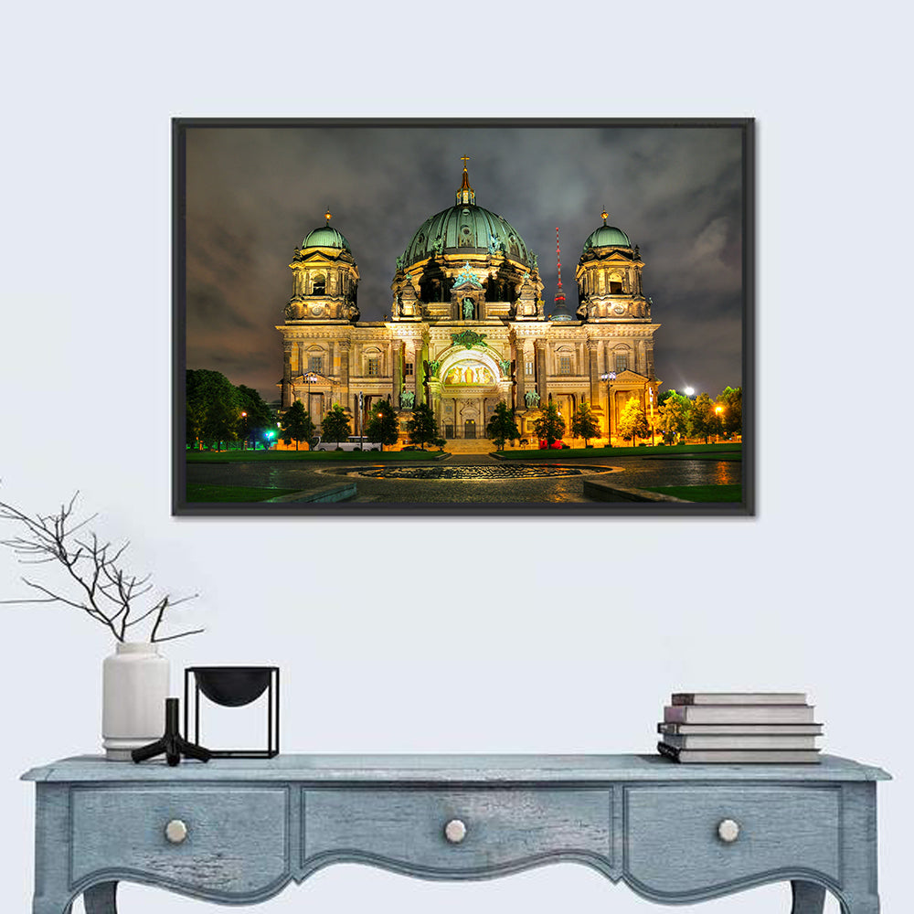 Berlin Cathedral Night View Wall Art in a room, landscape