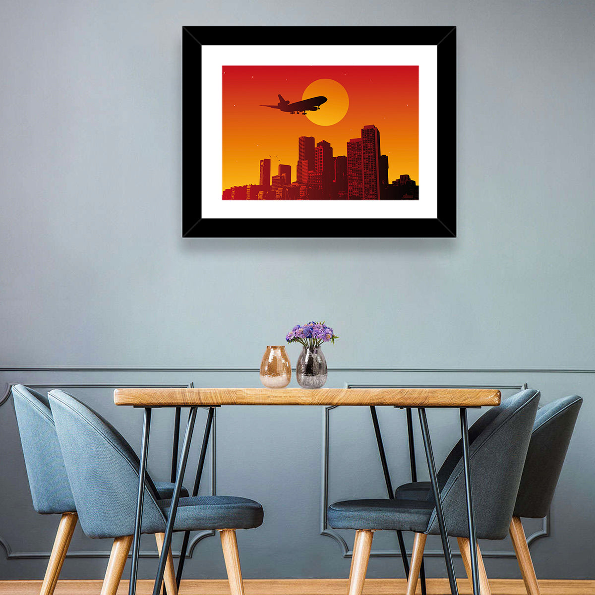 Tri Jet Sunset Skyline Wall Art