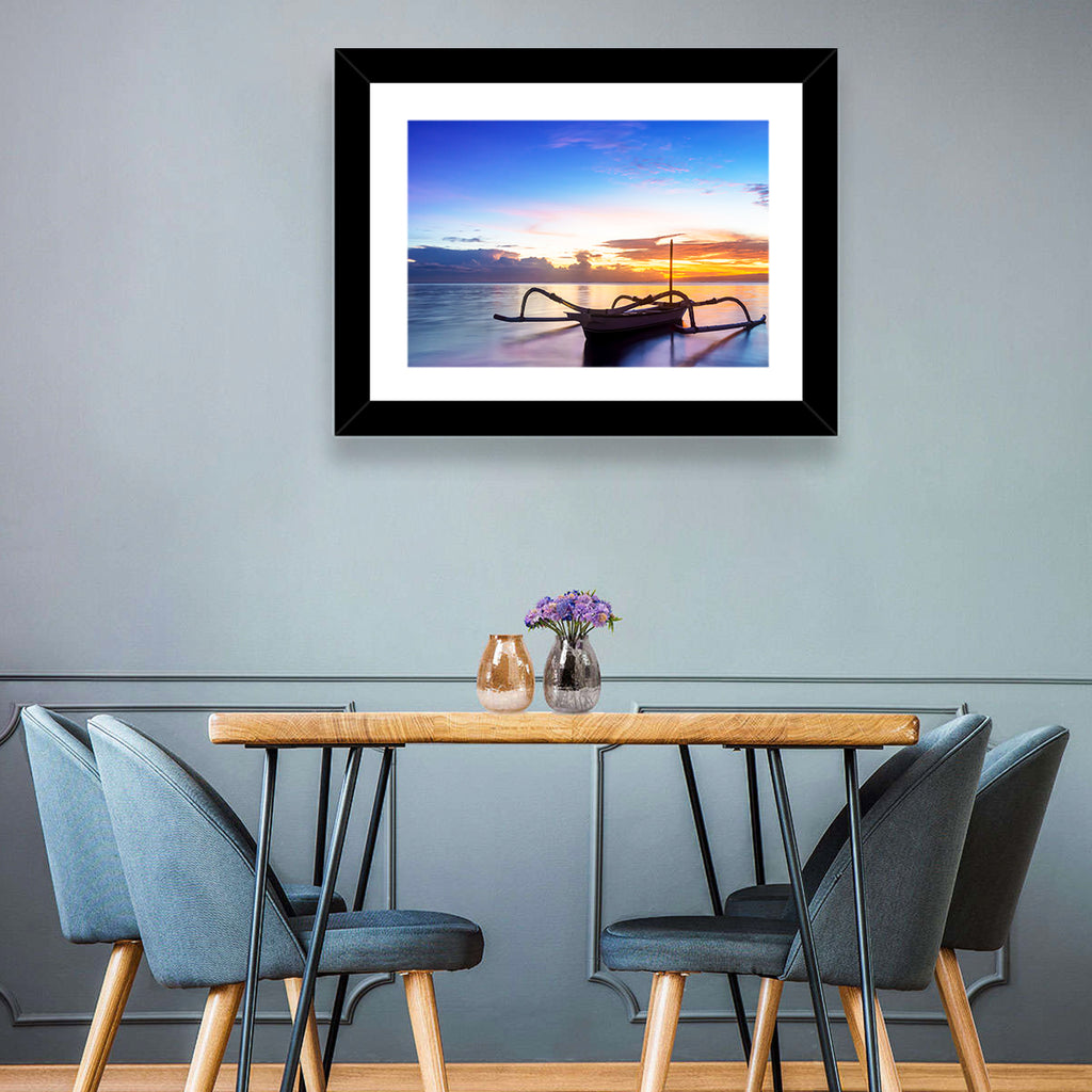 Jukung Fishing Boat at Sunset Wall Art