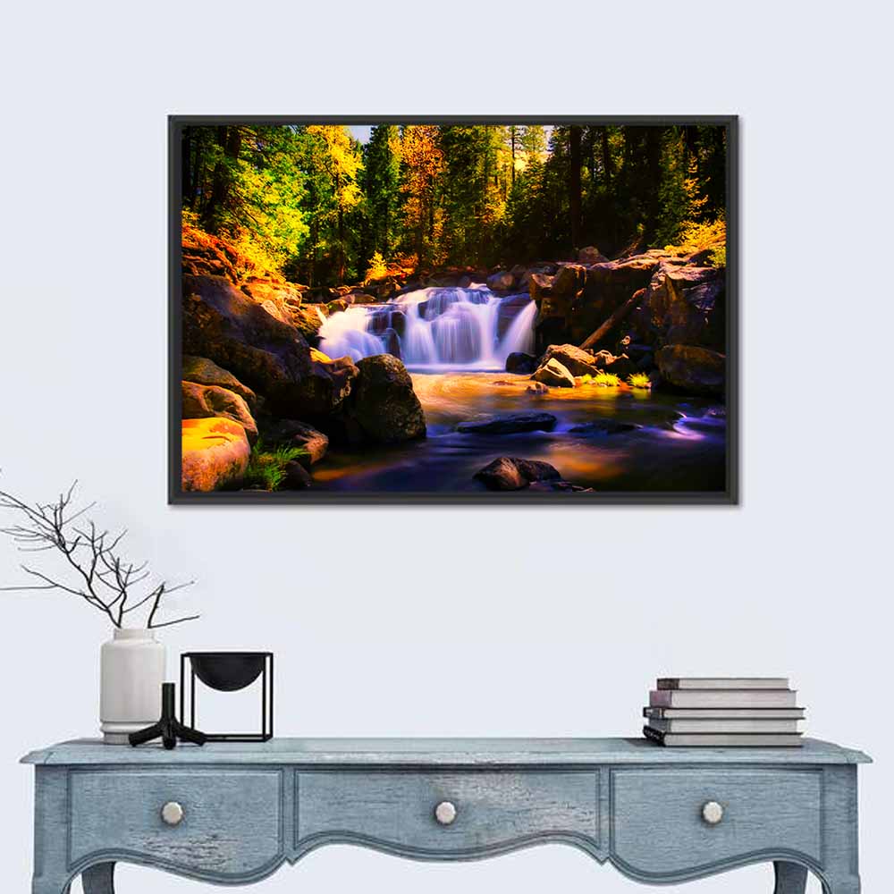 Autumn Mountain Waterfall Wall Art