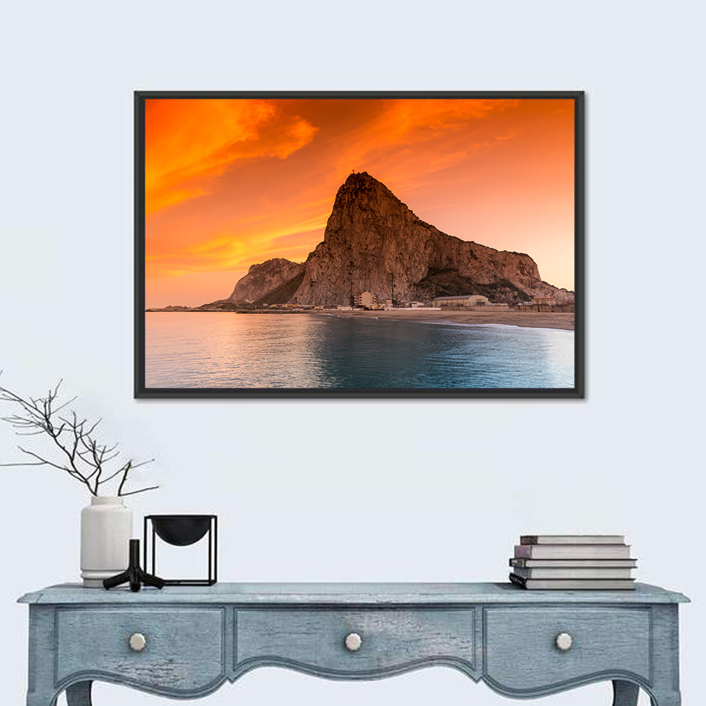 Rock of Gibraltar at Sunset Wall Art in a room, landscape
