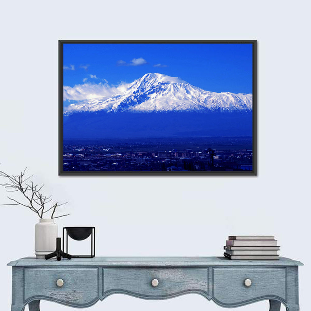 Mount Ararat Over Yerevan Wall Art in a room, landscape