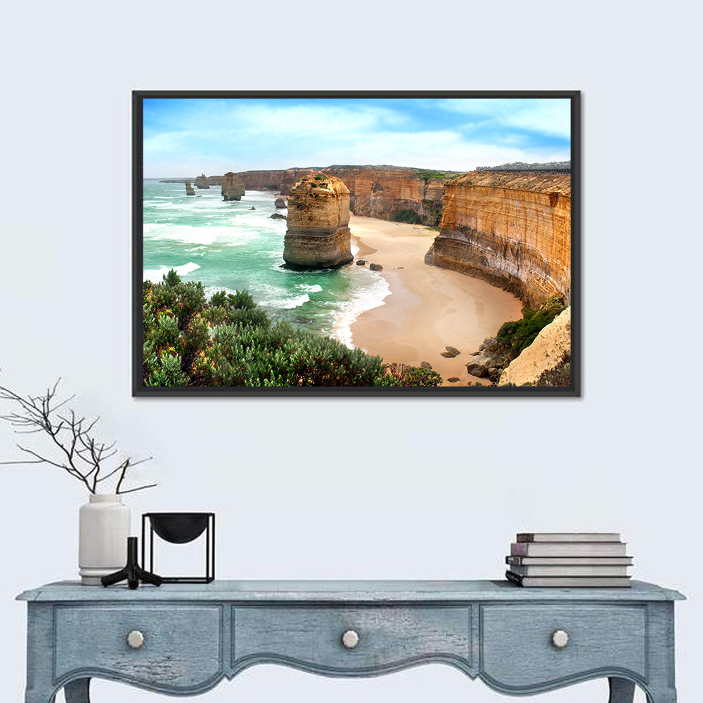 Twelve Apostles Coastline Wall Art in a room, landscape
