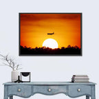 Airplane Silhouette at Sunset Wall Art