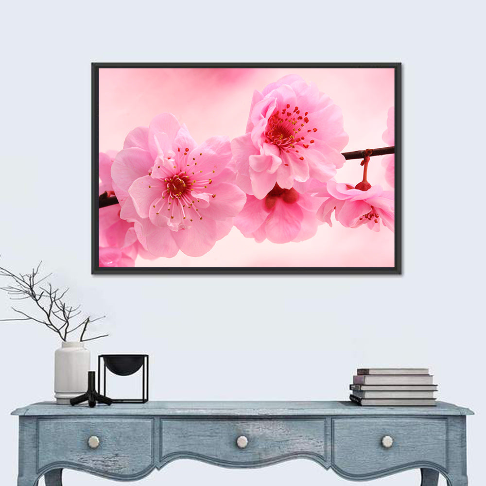 Cherry Blossom Branch Wall Art in a room, landscape