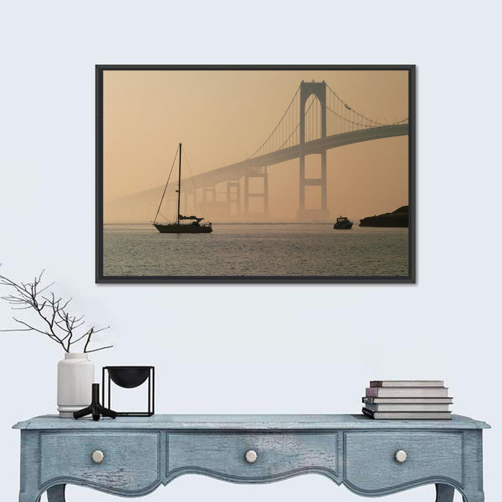 Newport Bridge in Golden Haze Wall Art