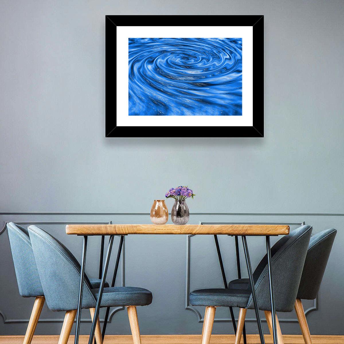Azure Water Vortex Wall Art in a room, landscape
