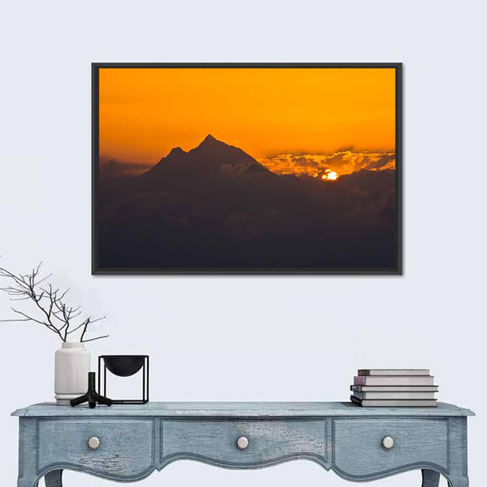 Athos Mountain Sunrise Wall Art in a room, landscape