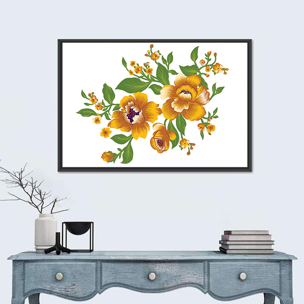 Fresh Floral Watercolor Bouquet Wall Art in a room, landscape