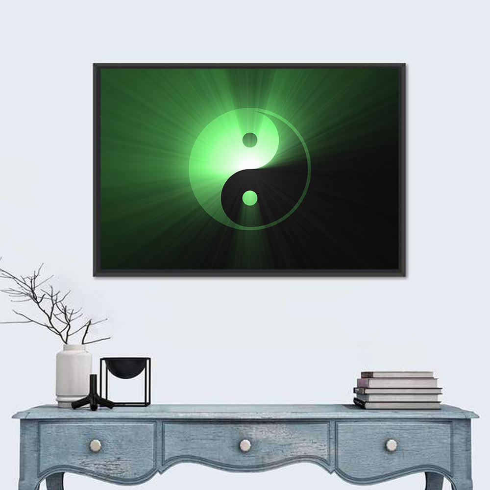 Green Glowing Yin Yang Wall Art