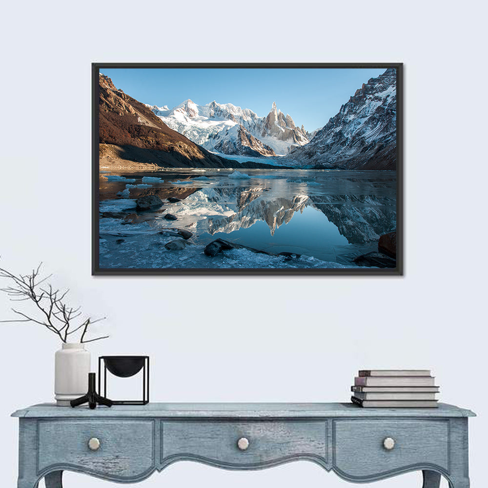 Cerro Torre Reflection, Laguna Torre Wall Art in a room, landscape