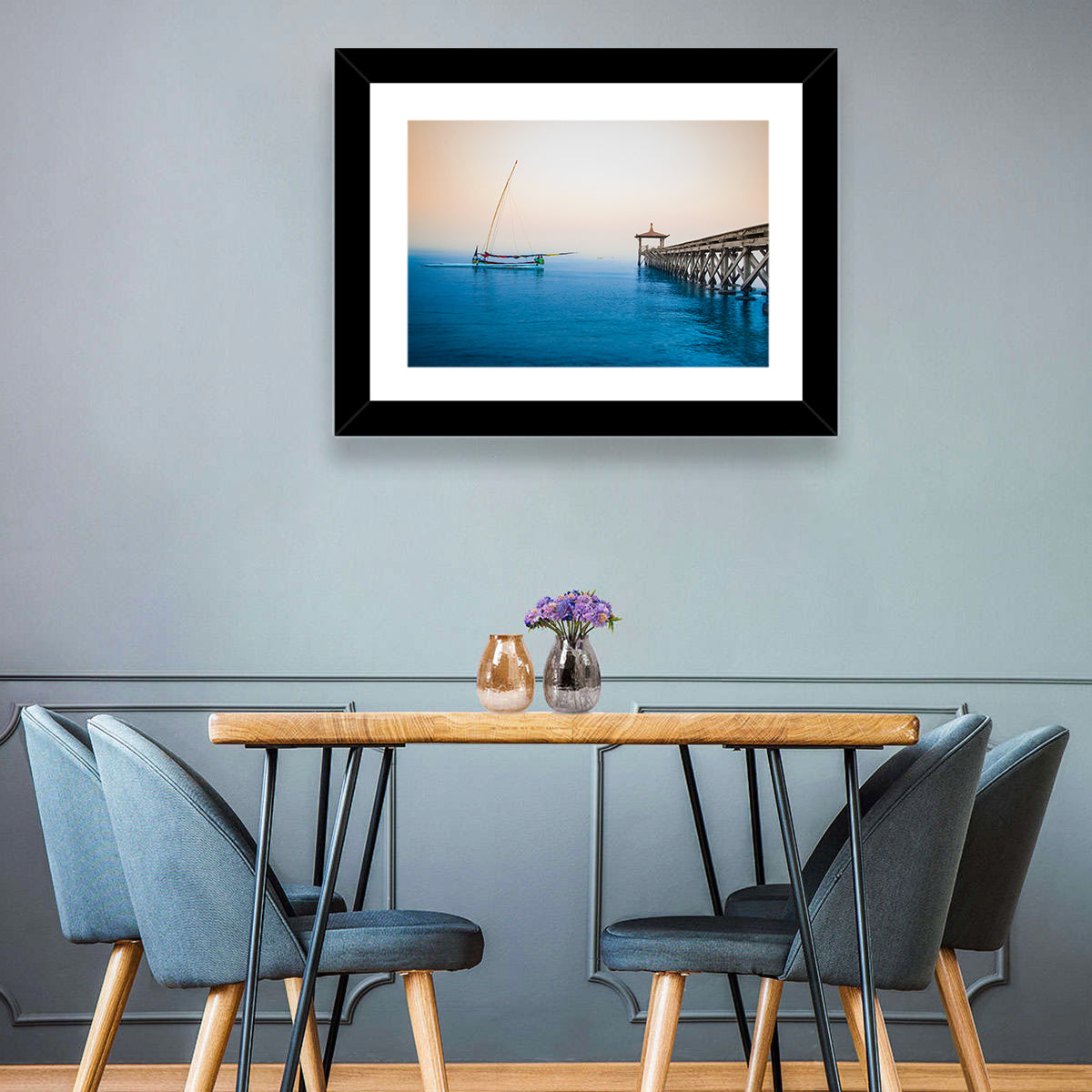 Outrigger Boat and Pier Wall Art
