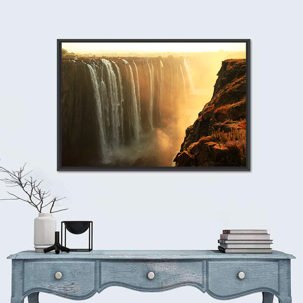 Victoria Falls Golden Hour Wall Art in a room, landscape