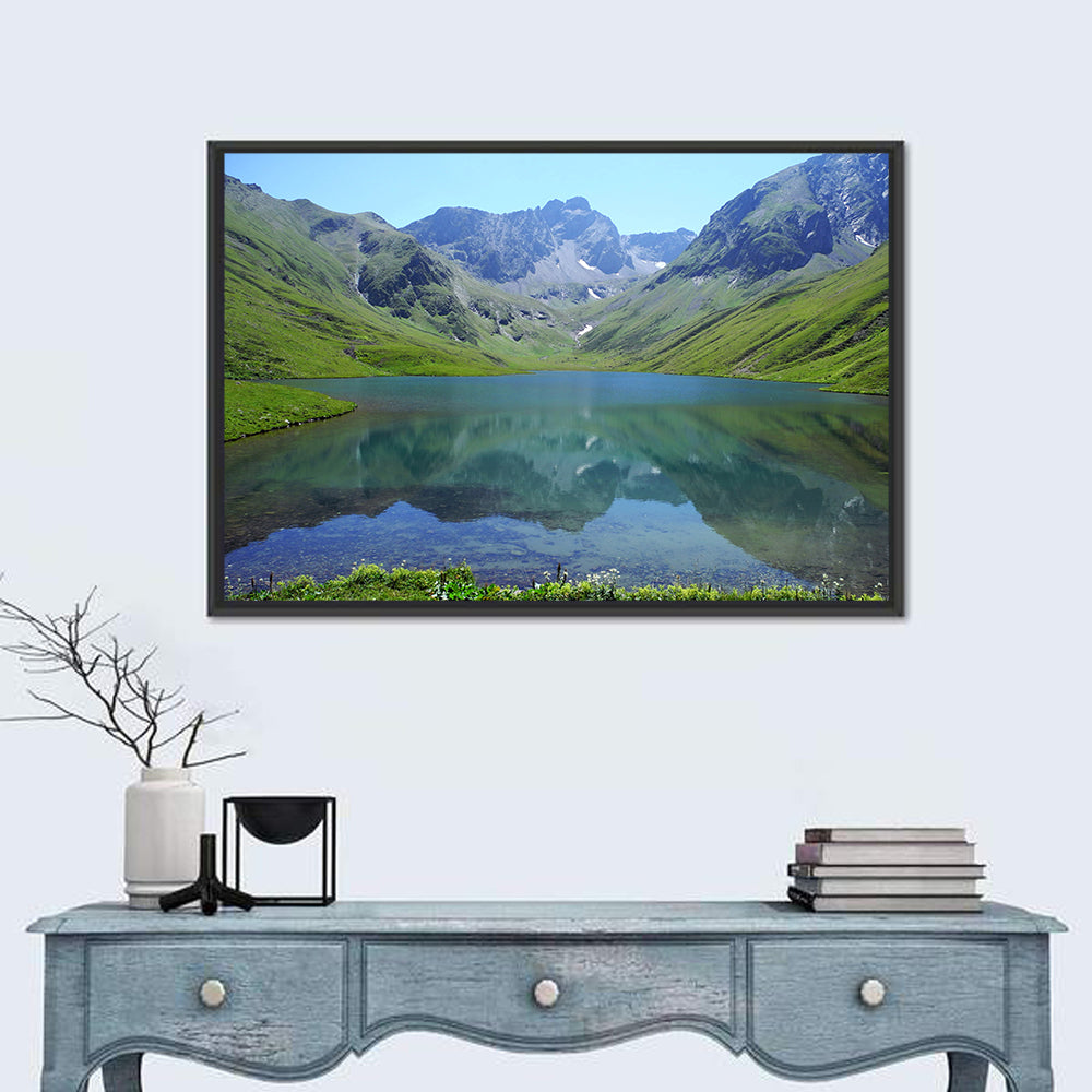 Urup Lake Reflection Wall Art in a room, landscape