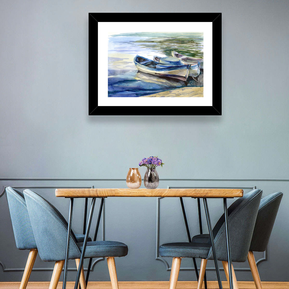 Watercolor Rowboats by the Shore Wall Art