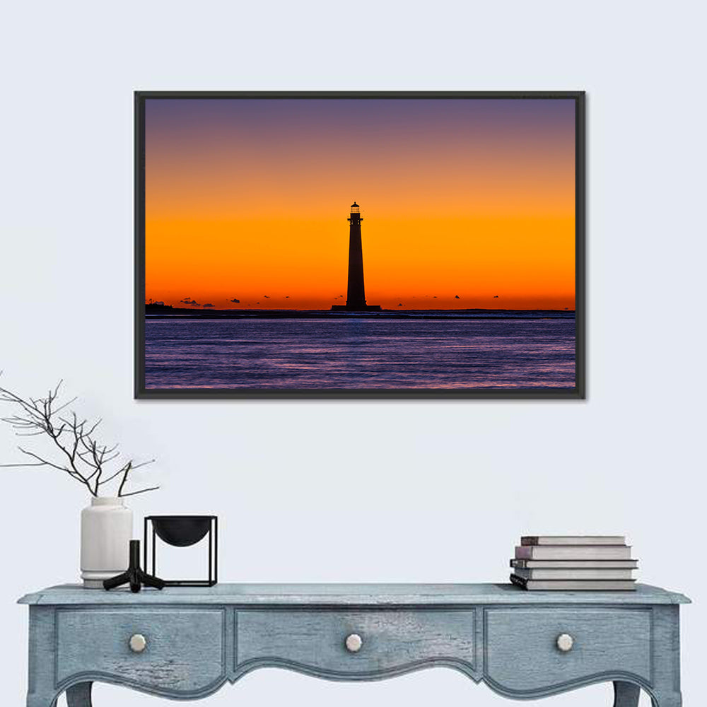 Minimalist Lighthouse Silhouette at Twilight Wall Art