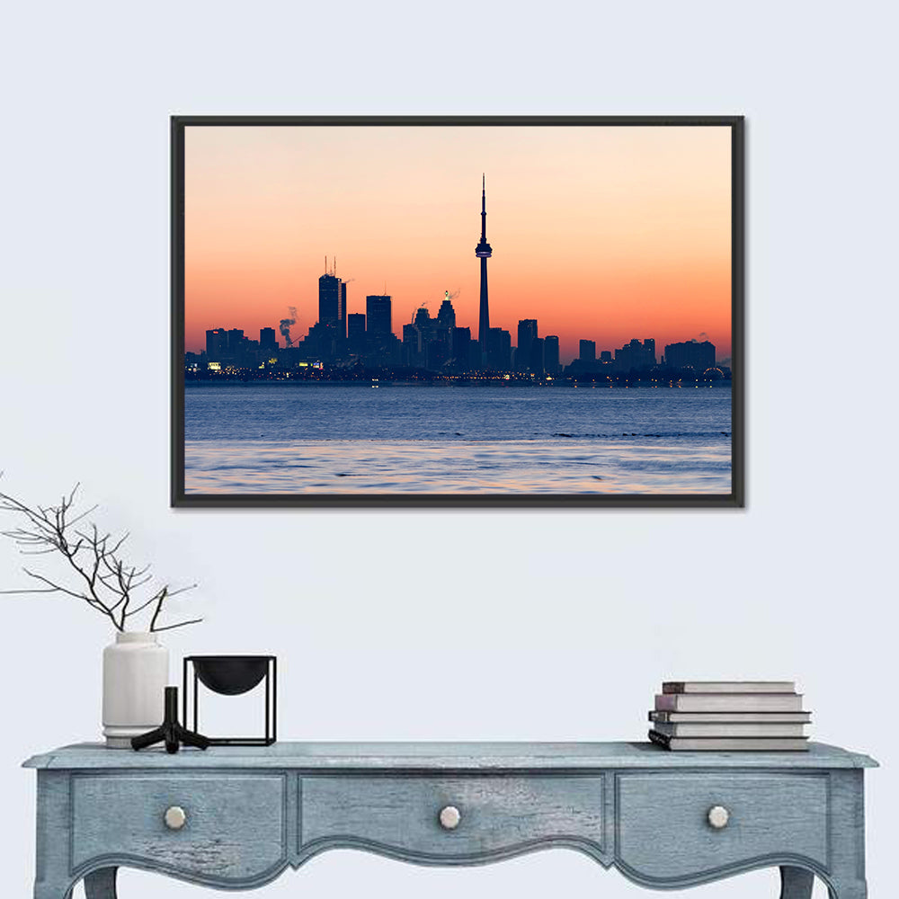Toronto Dusk Skyline with Cn Tower Wall Art